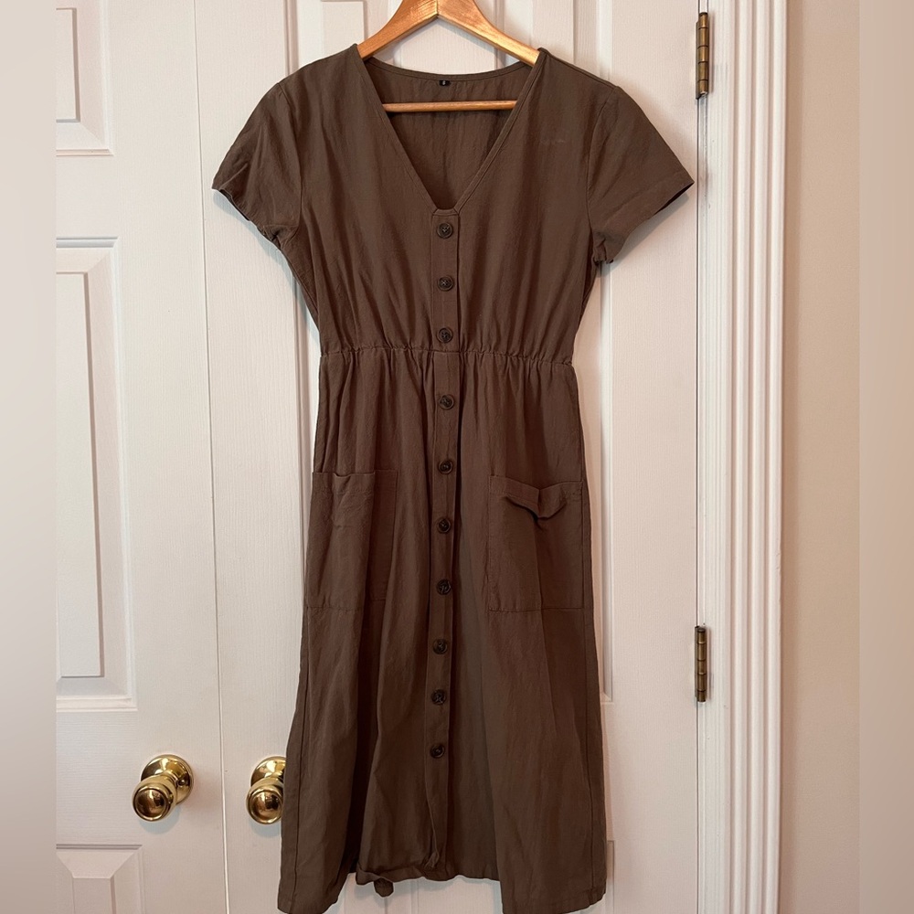 Small Olive Green Button Down Dress
